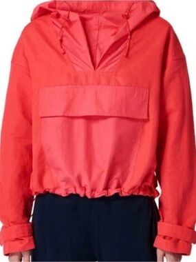 Sweaty Betty Nomad Pullover Jacket Red hooded Windbreaker Size M
